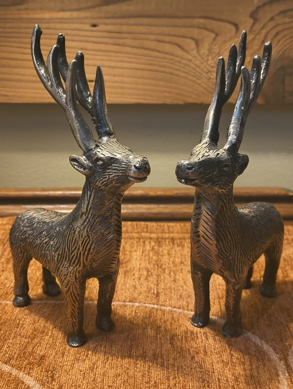 Rare Pottery Barn Silver Reindeer Salt & Pepper Shakers Stag/Deer